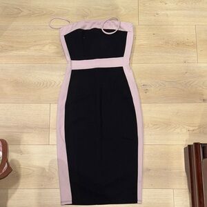 Fashion Nova Black and Pink Midi Dress